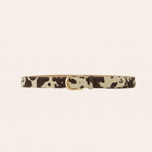 Leren riem met koeienprint