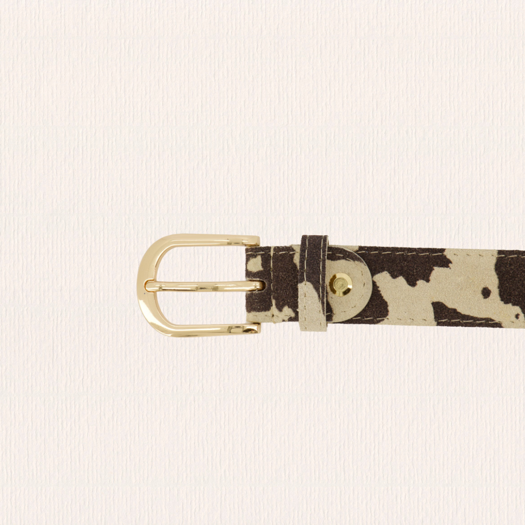 Leren riem met koeienprint