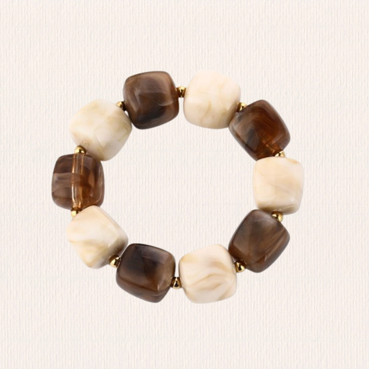 Chunky beige kralenarmband