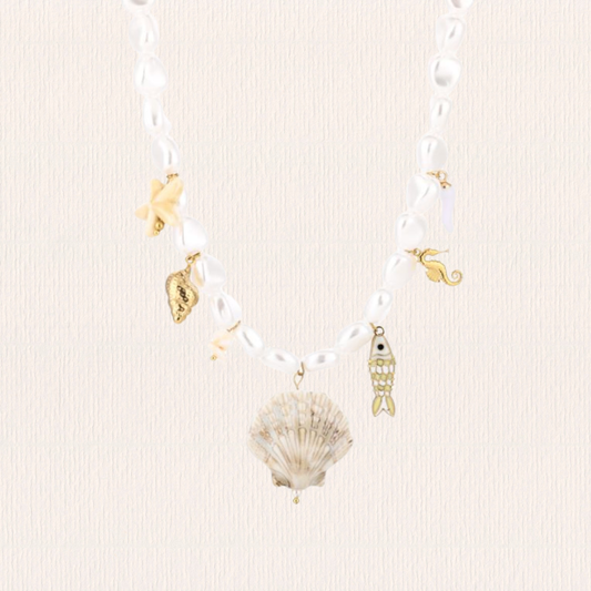 Parelketting strand wit