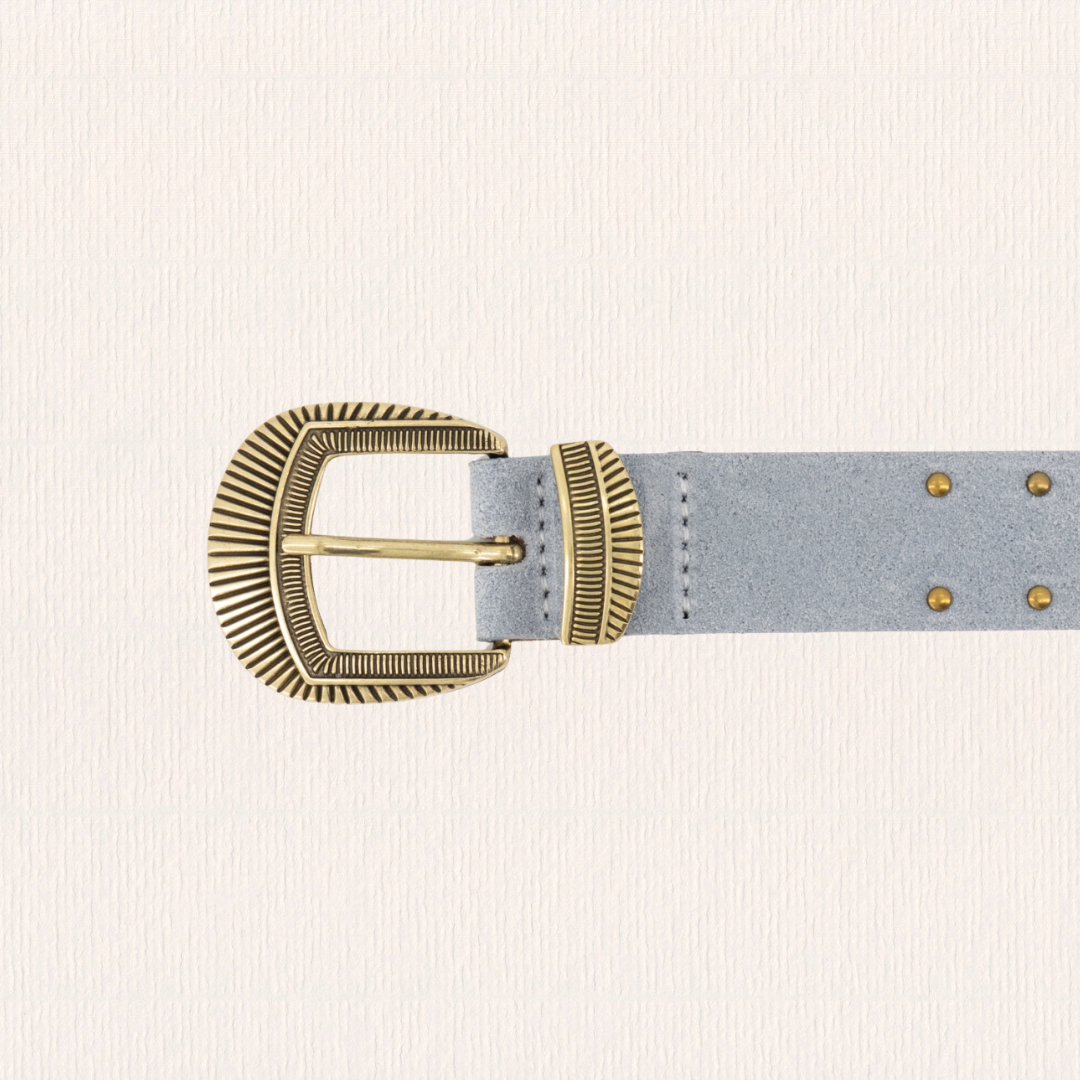 Lichtblauwe leren riem