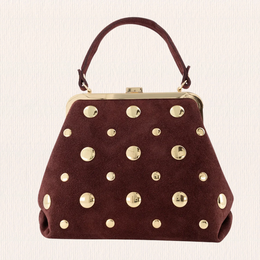 Rode suede handtas met studs