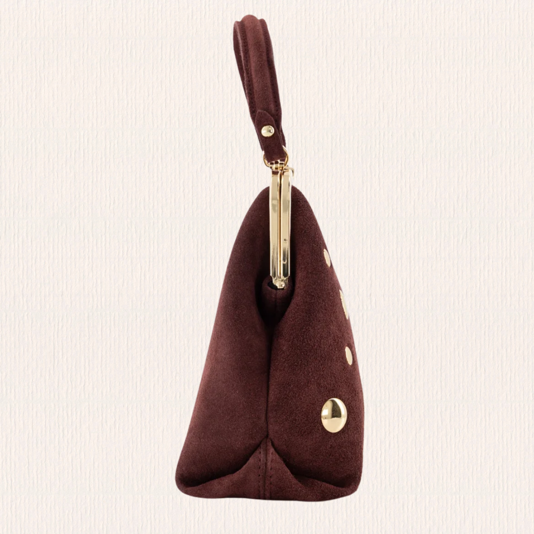 Rode suede handtas met studs