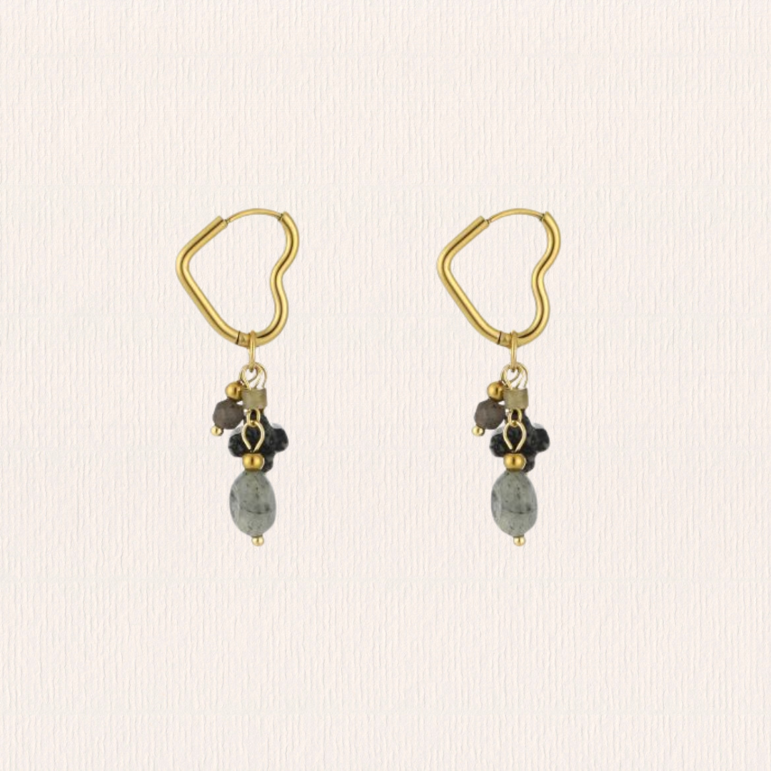 Hartvormige natuursteenoorbellen - grijs