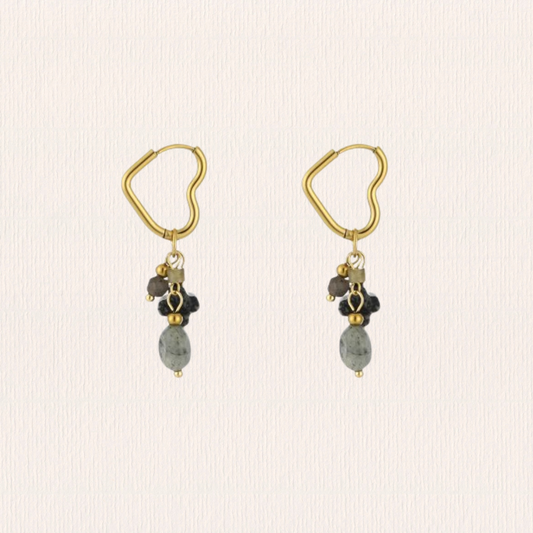 Hartvormige natuursteenoorbellen - grijs