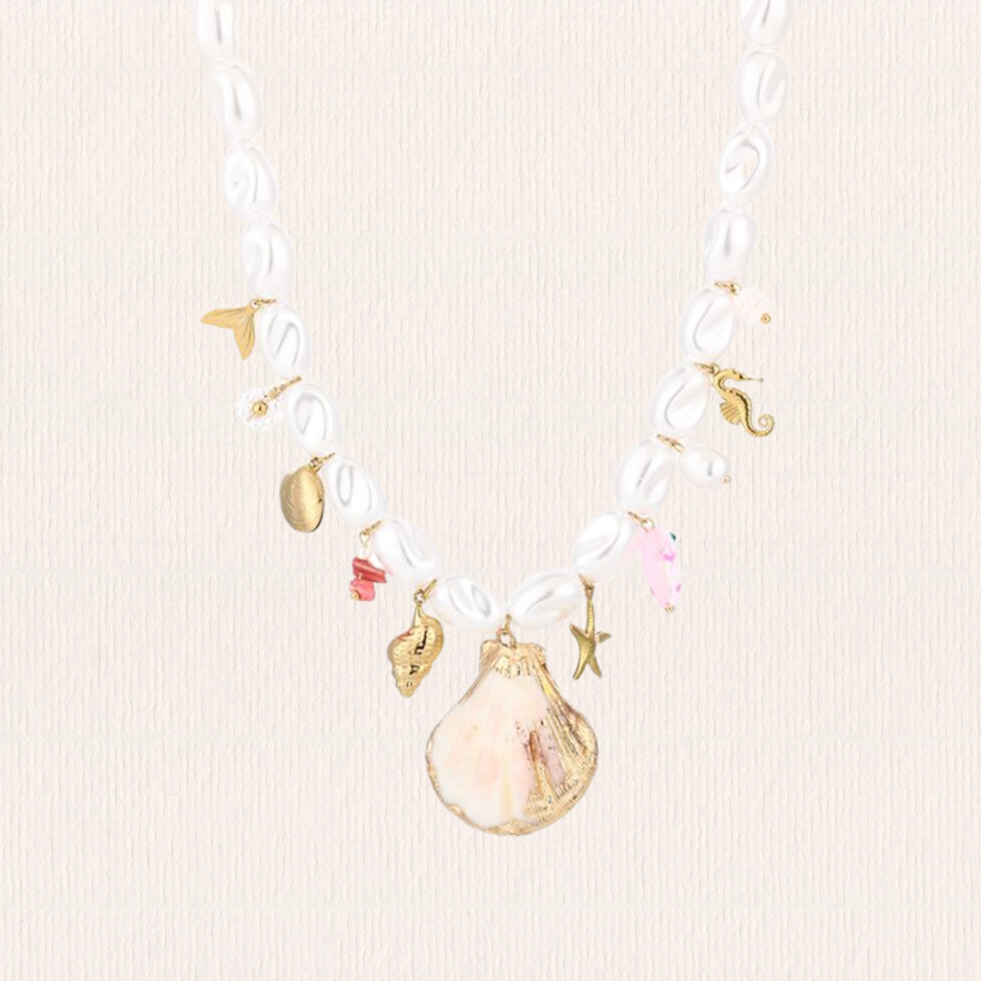 Parelketting strand roze