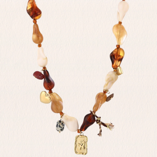 Beige ongelijke bedelketting