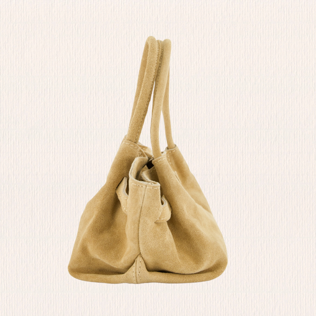 Zandkleurig handtasje met goud detail