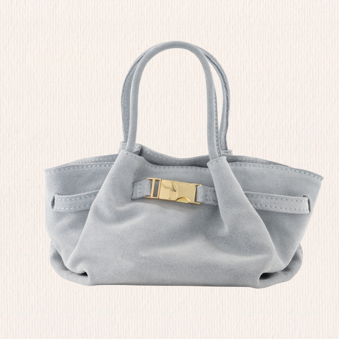 Lichtblauw handtasje met goud detail