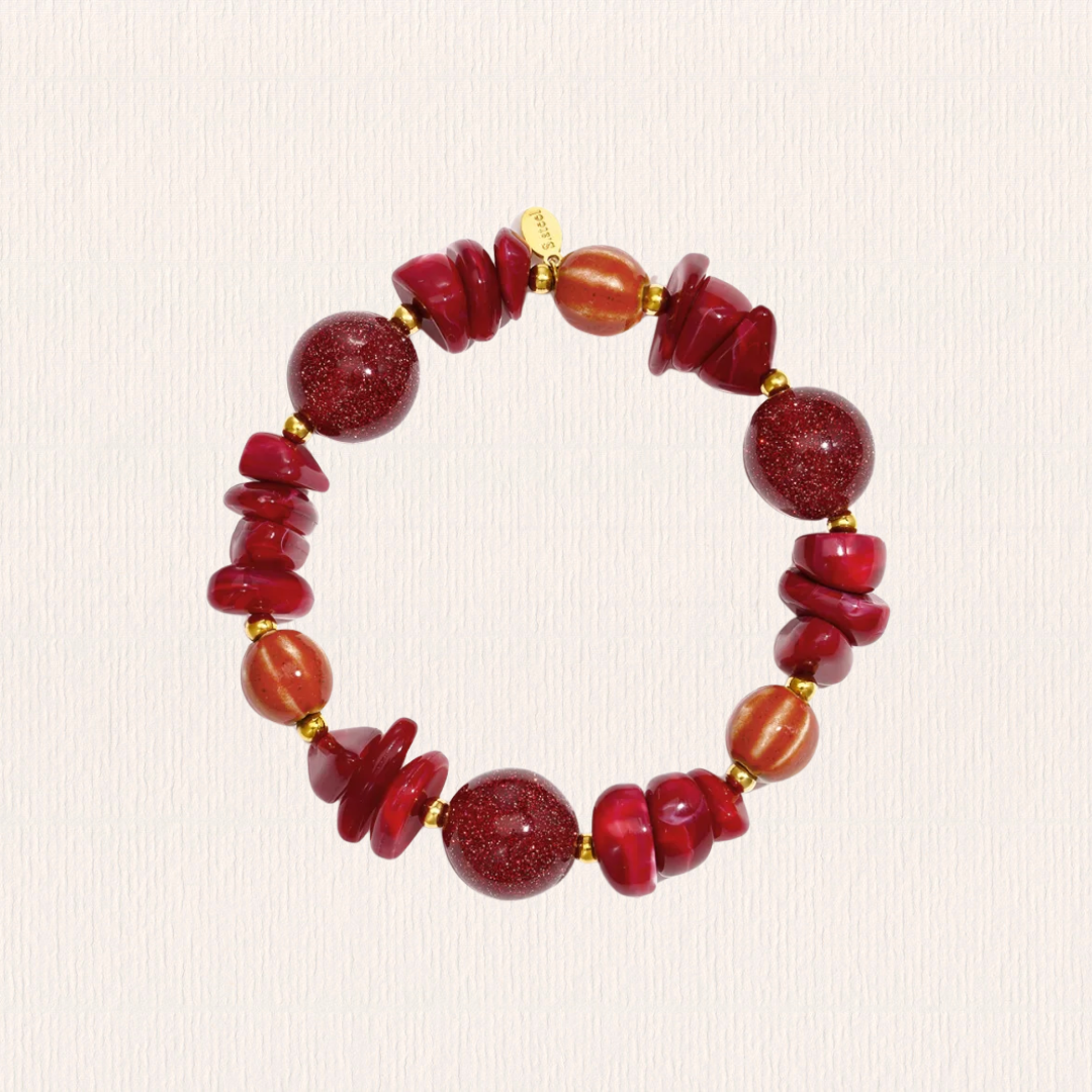 Kralenarmband onregelmatige vorm rood