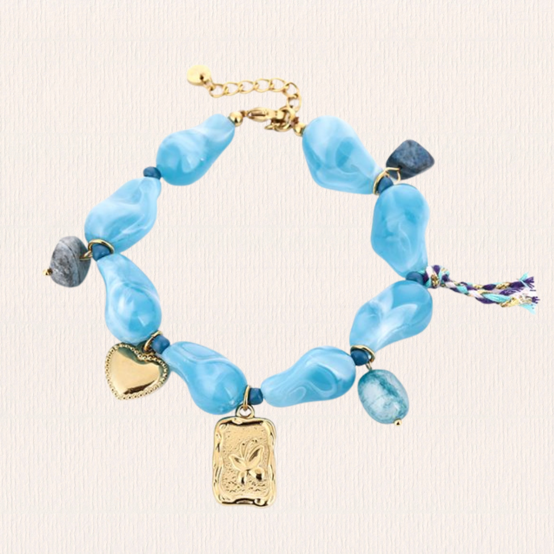 Blauwe ongelijke bedelarmband