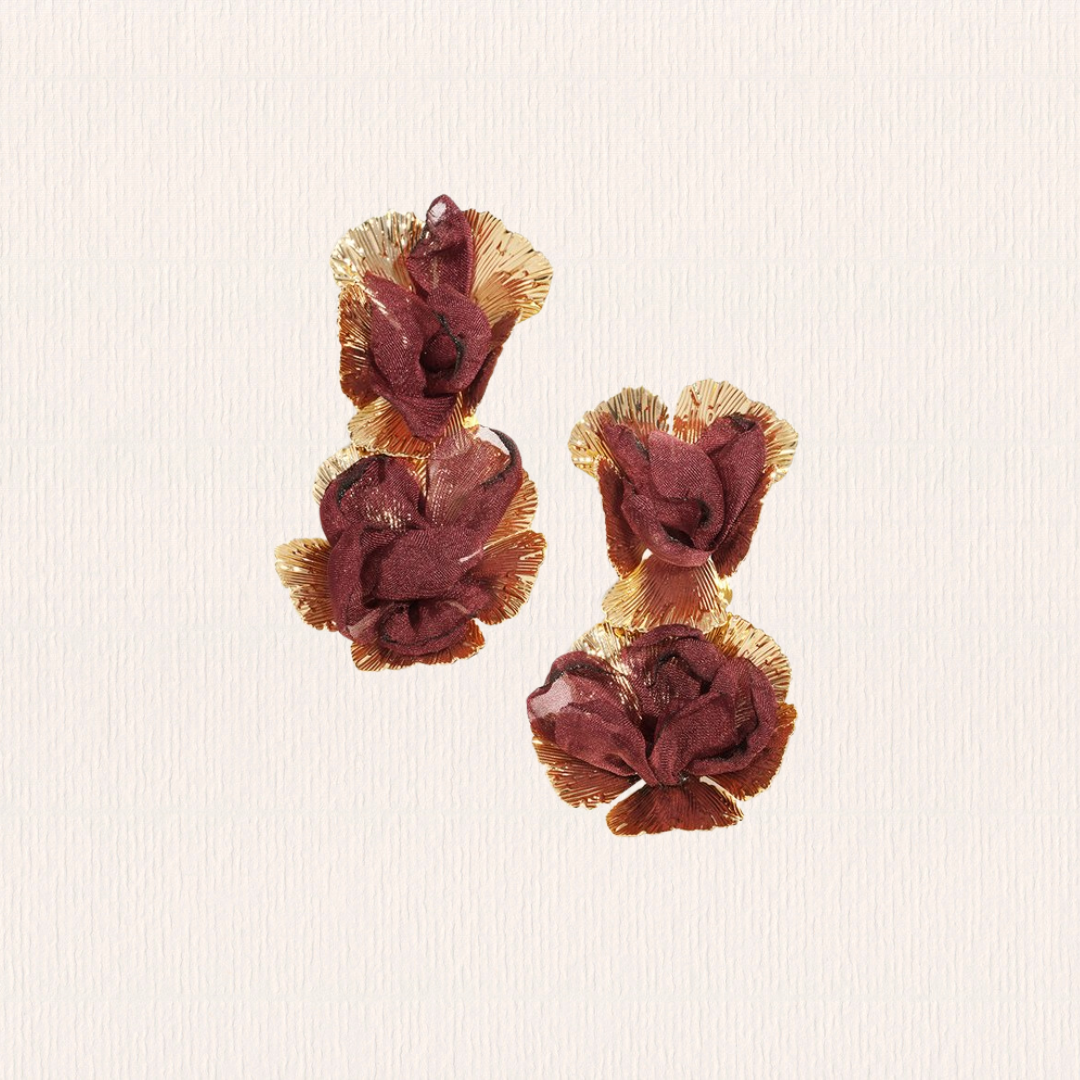 Bloemenoorbellen stof - rood