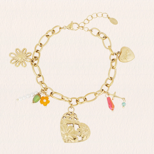 Armband met gekleurde bedels