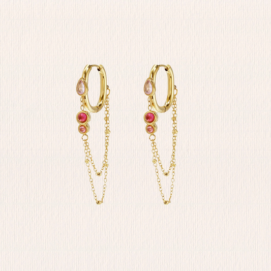Oorbellen met roze zirkonium steentjes