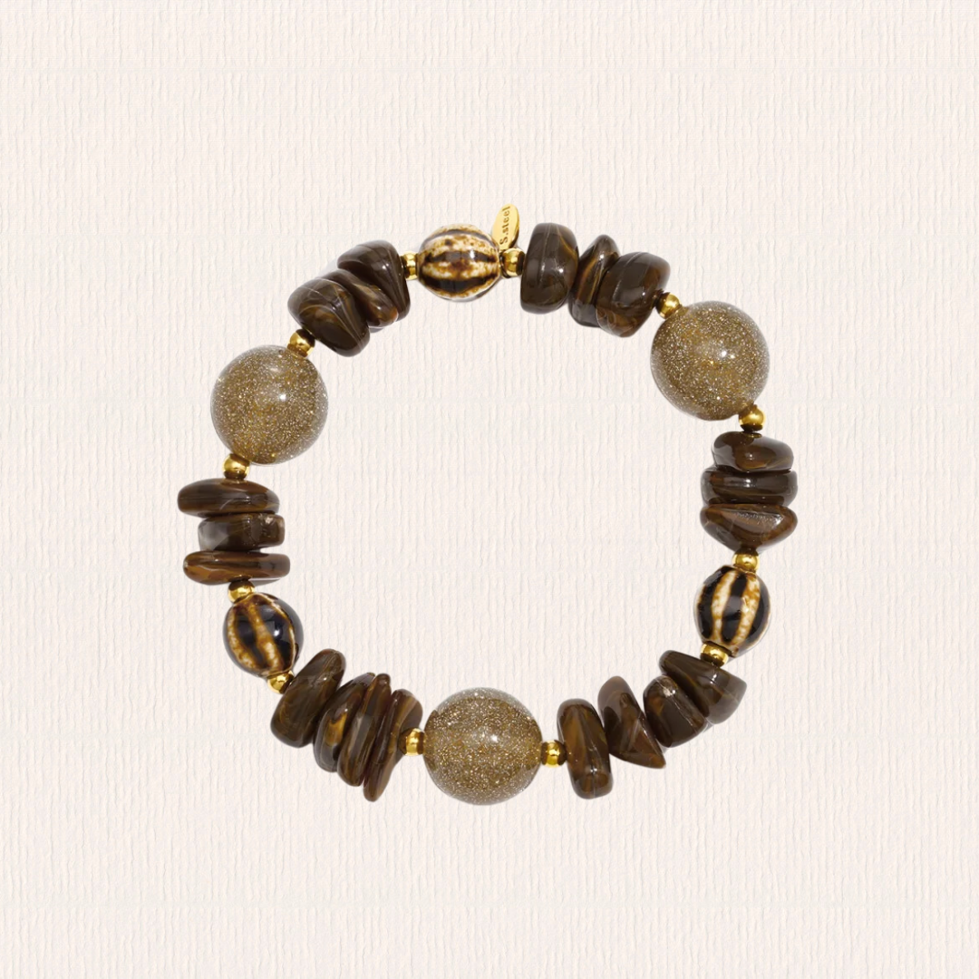Kralenarmband onregelmatige vorm bruin