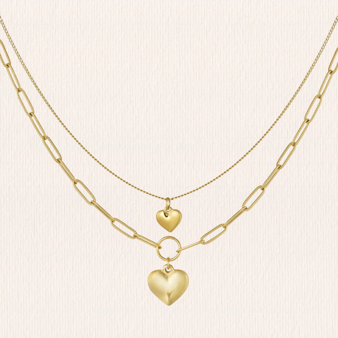 Double heart ketting