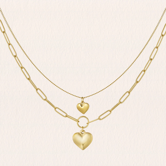 Double heart ketting