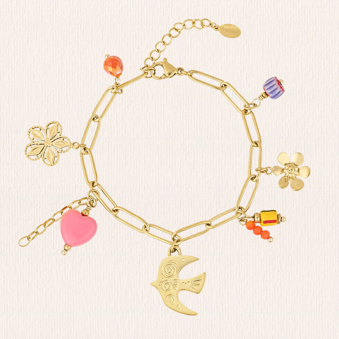 Armband met gekleurde bedels