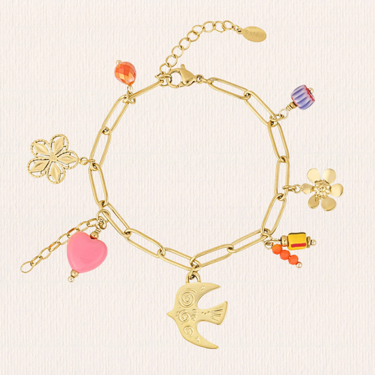 Armband met gekleurde bedels