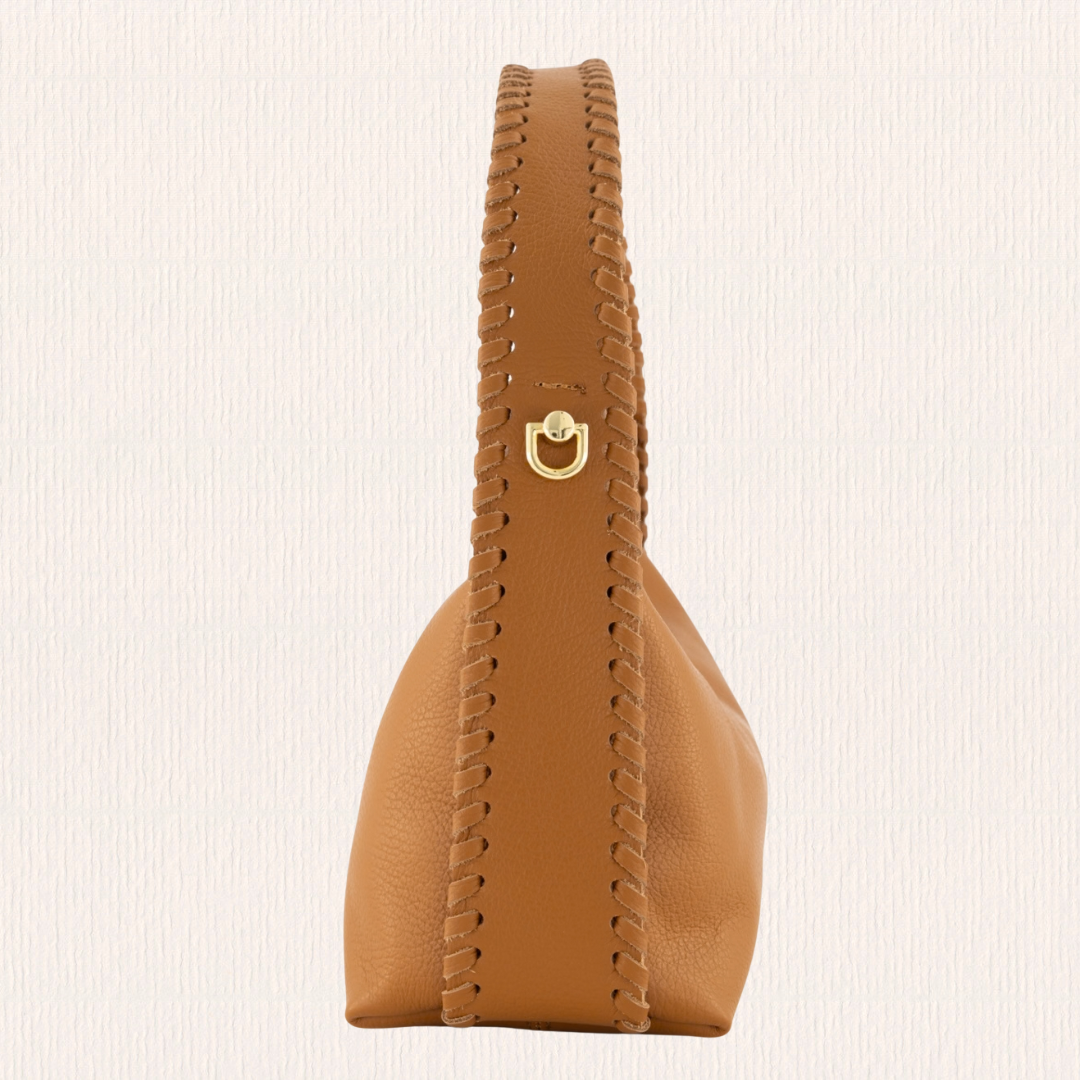 Handtasje met ruffelrandje cognac