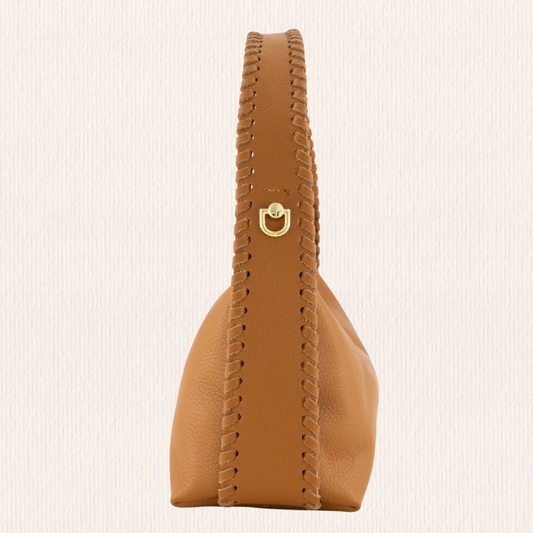 Handtasje met ruffelrandje cognac