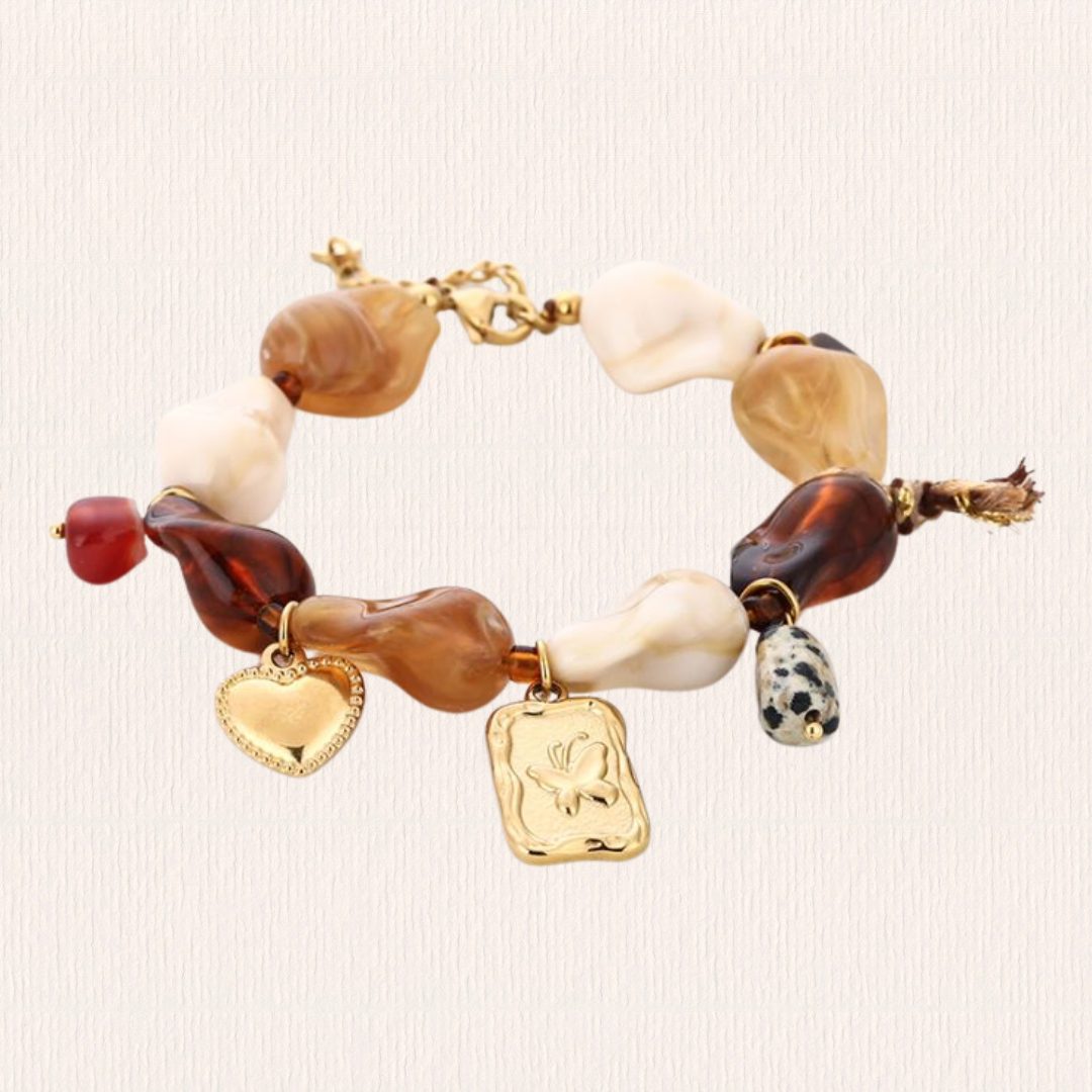 Beige ongelijke bedelarmband