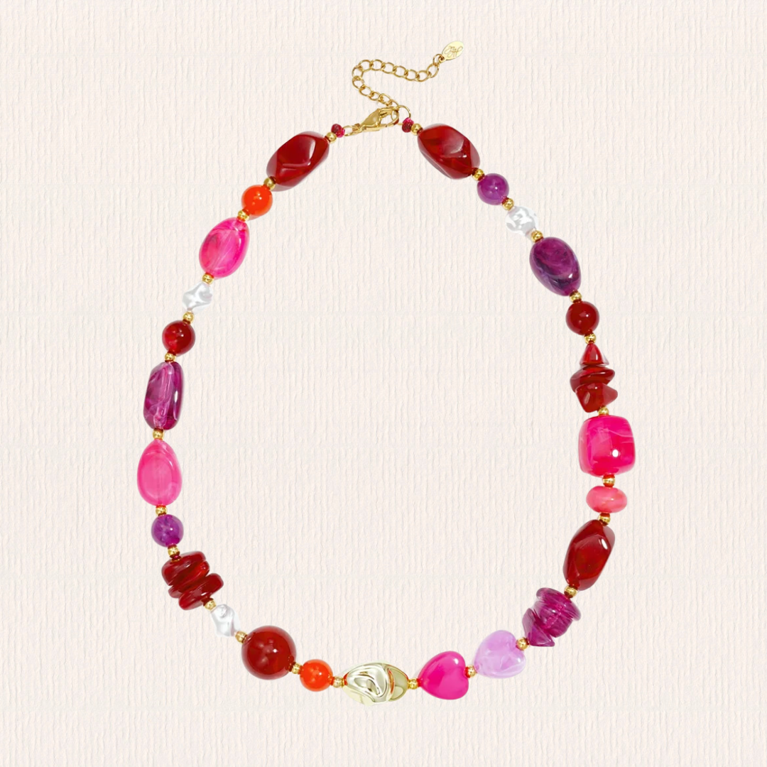 Acryl kralenketting onregelmatige vorm rood