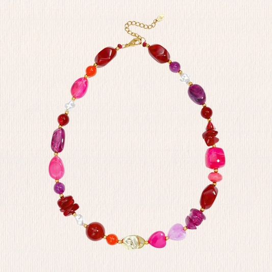 Acryl kralenketting onregelmatige vorm rood