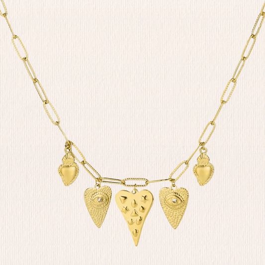 Schakelketting met hartjes bedeltjes