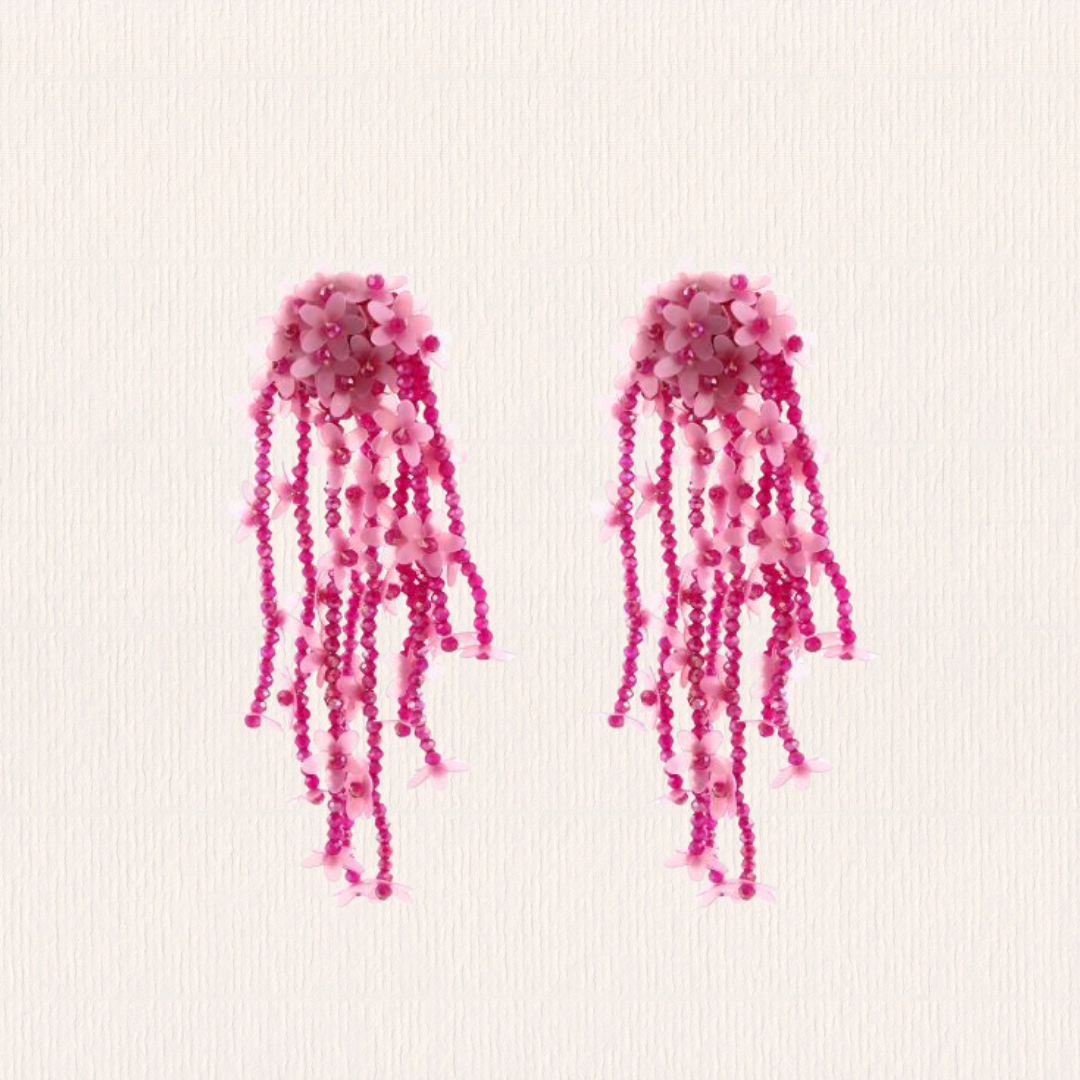 Oorbellen franjes roze