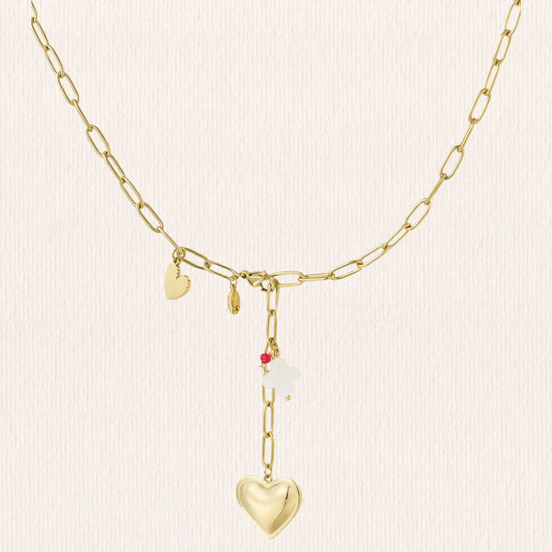 Schakelketting met hartjesbedeltje