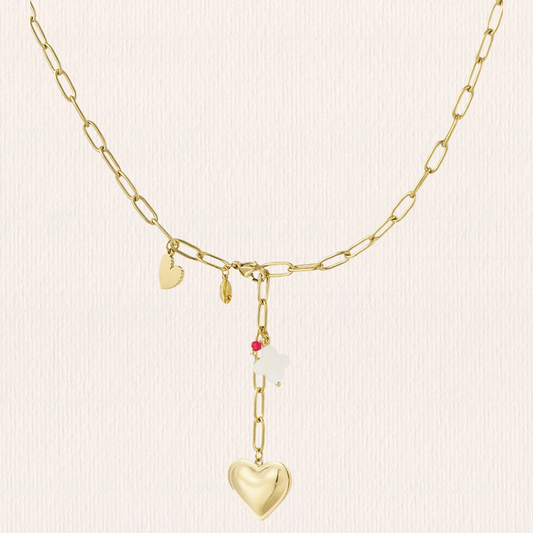 Schakelketting met hartjesbedeltje