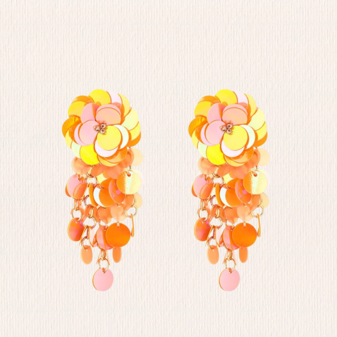 Oranje oorbellen glitters
