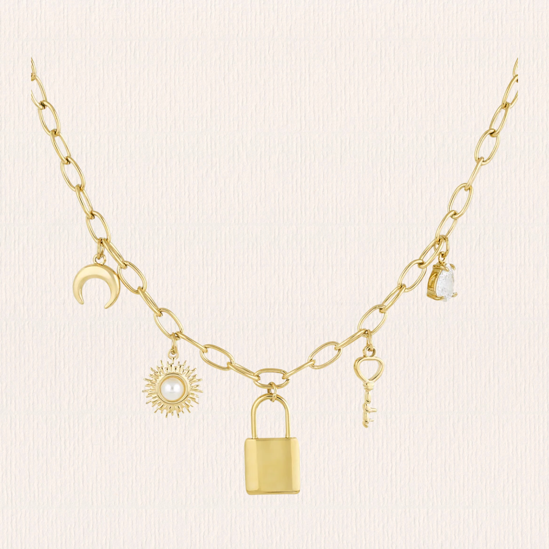 Schakelketting met bedeltjes slot