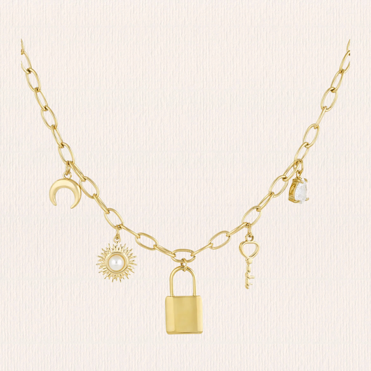 Schakelketting met bedeltjes slot