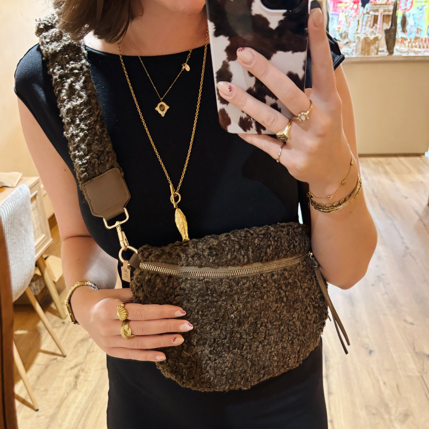 Teddy crossbodybag donkerbruin