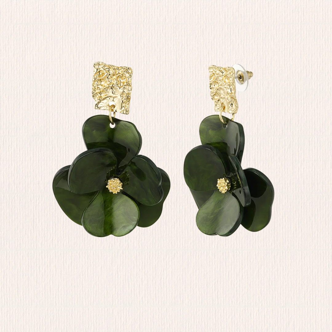 Groene bloemen oorbellen