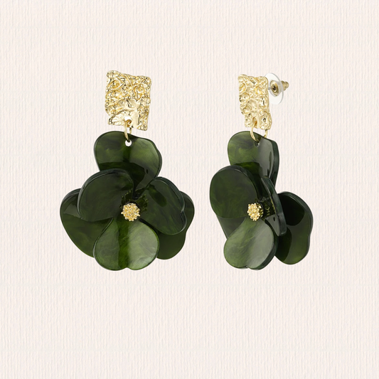 Groene bloemen oorbellen