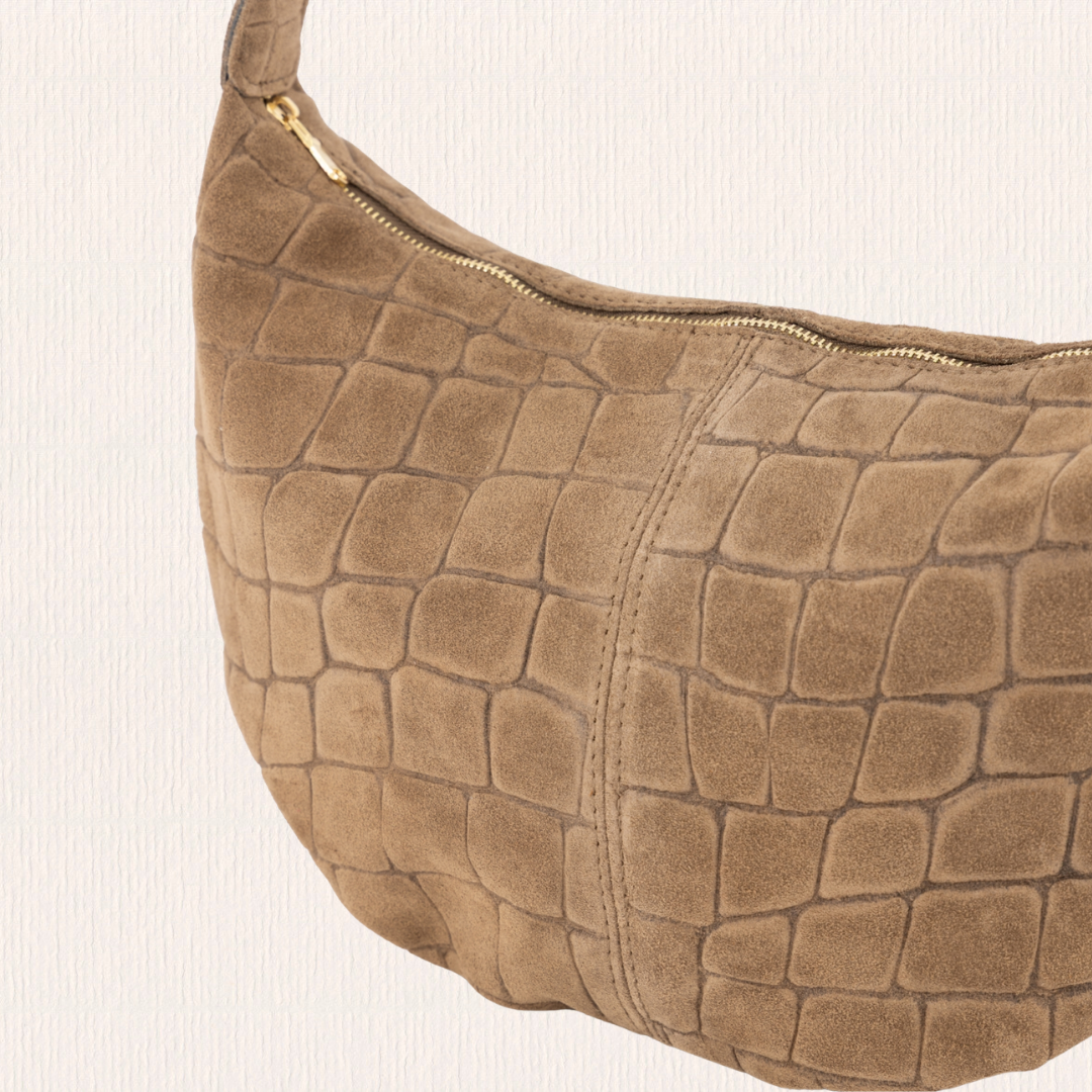 Taupe tas met crocoprint