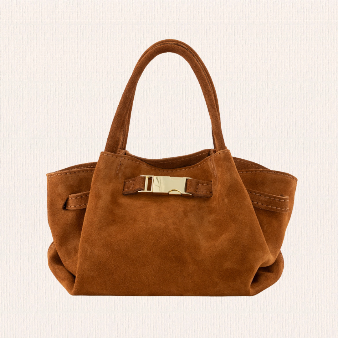 Cognac handtasje met goud detail