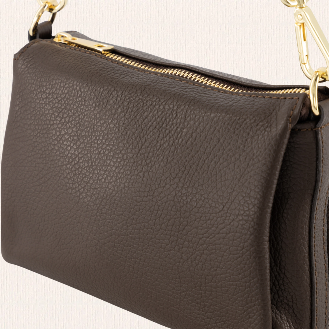Rechthoekige schoudertas met gouden details bruin
