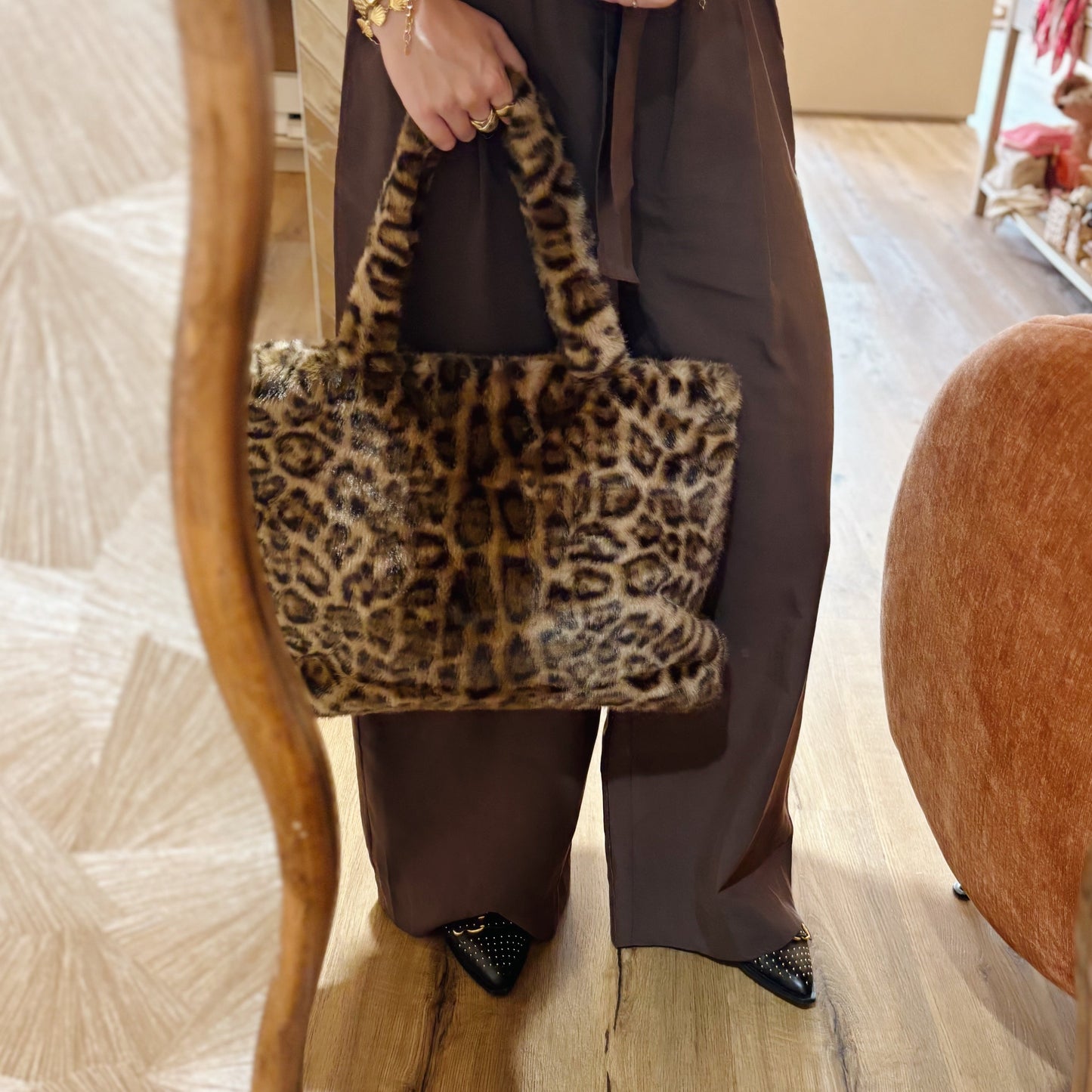 Teddy handtas luipaard lichtbruin