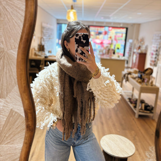 Bruine glitter sjaal