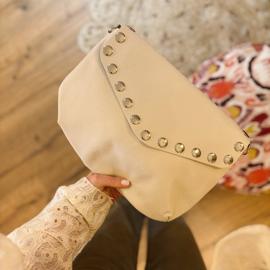 Leren crossbodybag ecru