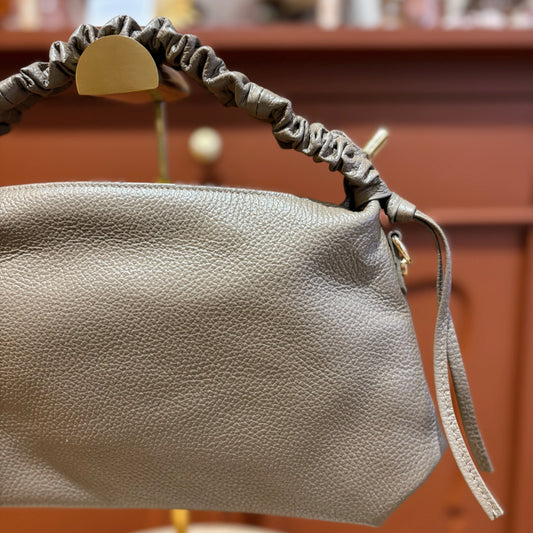 Donker taupe leren handtasje