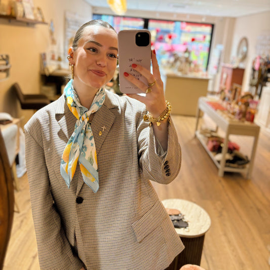 Blauw/citroenprint twilly