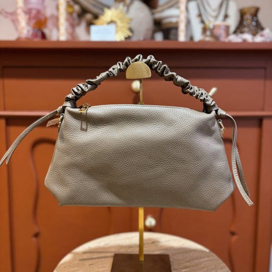 Donker taupe leren handtasje