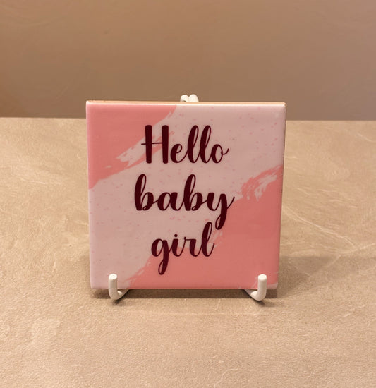 Hello baby girl tegeltje