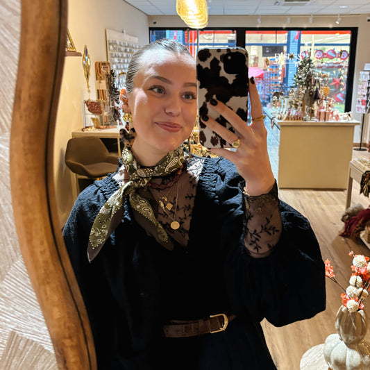 Groene paisley twilly