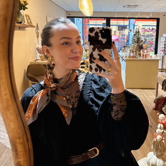 Oranje paisley twilly